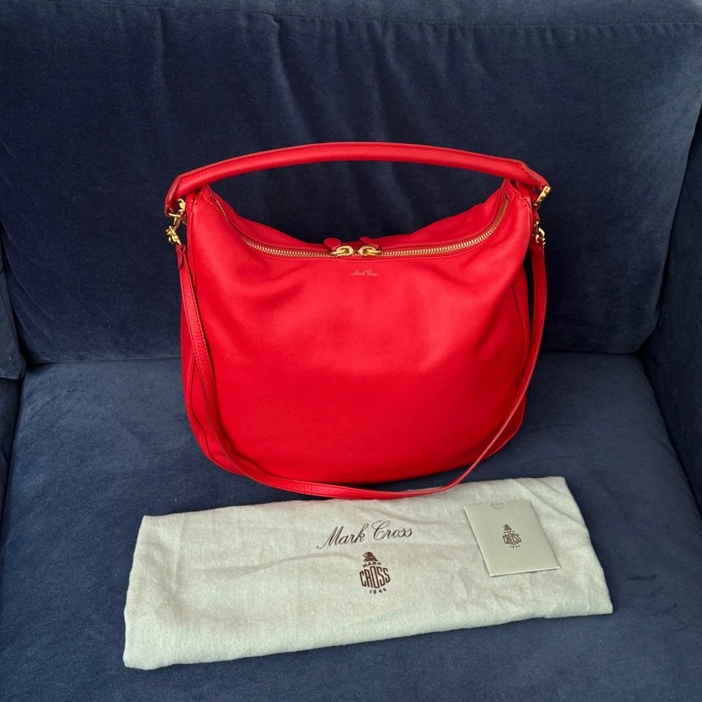 Mark Cross Red‎ Leather Hobo Bag